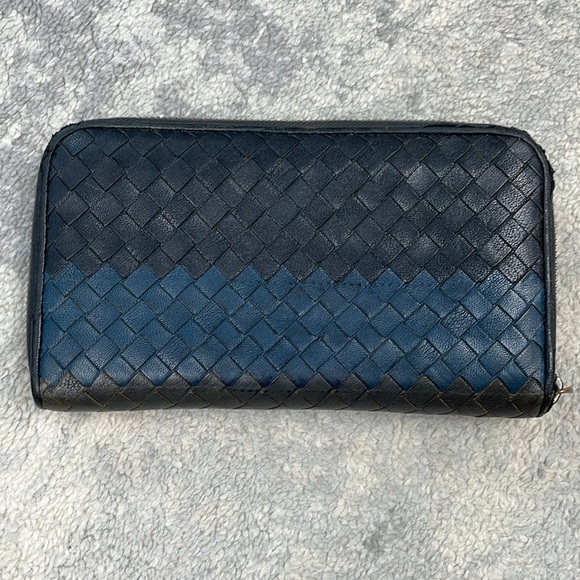 Rare Bottega Veneta Intrecciato Zip Around Long Wallet Colorblock Woven Leather - Picture 5 of 17